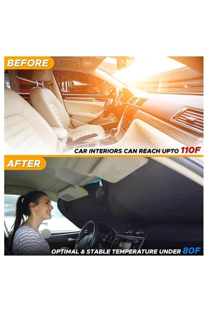 Foldable Car Windshield Sunshade with Storage Pouch, Front Windshield Reflective Sunshade, Car Window Sunshade for Sun Heat Protection and Block UV Rays, Keep Vehicle Cooler - Image 3